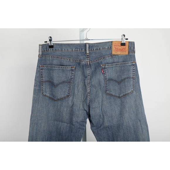 Levis 505 Jeans Mens 36x32 Blue Denim Straight Leg Medium Wash Classic Fit Pants - Picture 5 of 16